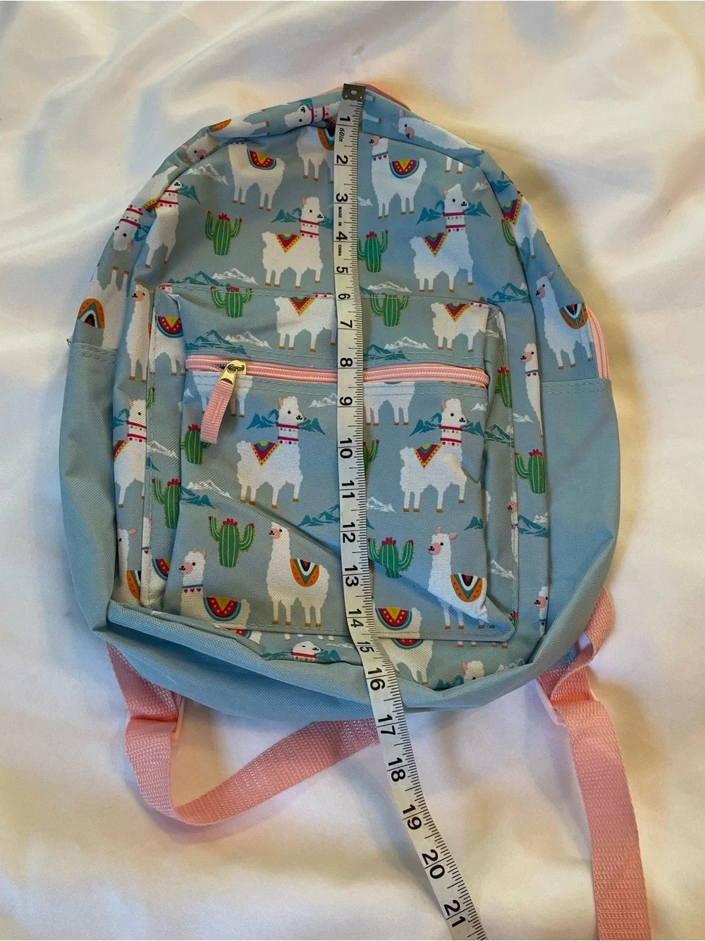 Wonder Nation Light Blue Llama Print Kids Backpack with Pink Accents, NWOT, OS
